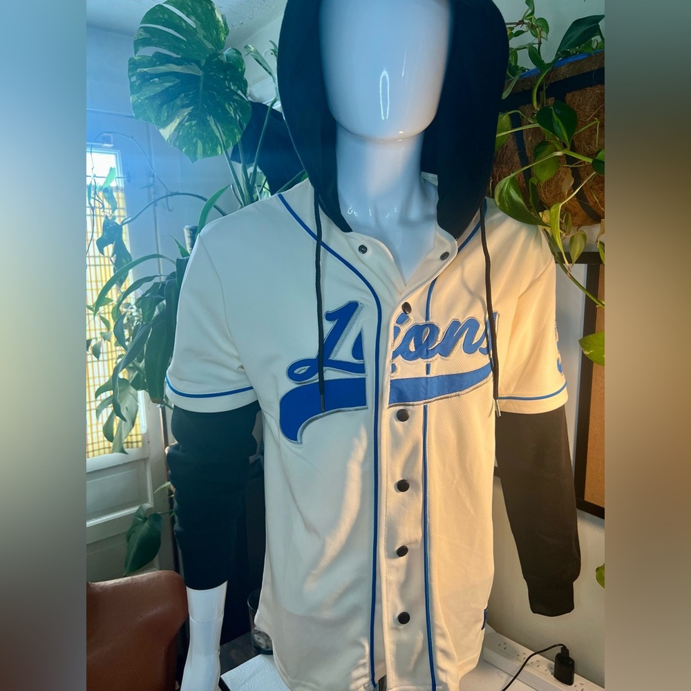 NWT Detroit Lions Baseball Style Jersey with Hoodie